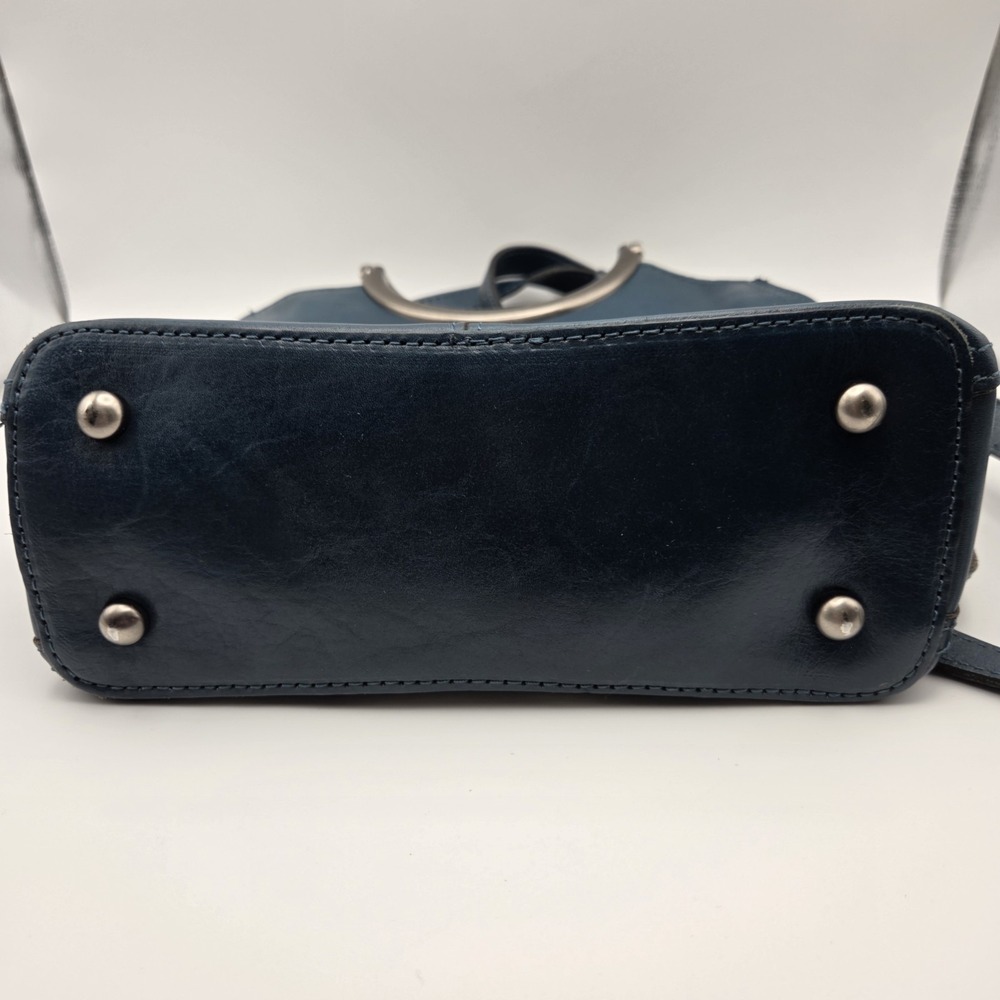 Patricia Nash Aria Caribbean Blue Satchel Bag With Silver Metallic Cutout Floral - Picture 11 of 16